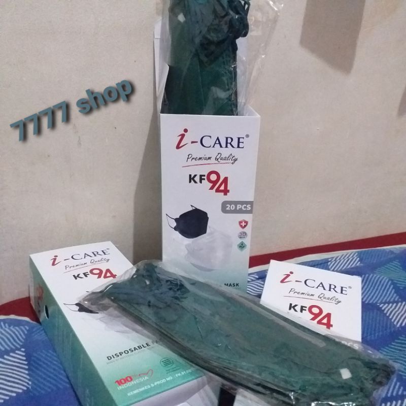 Masker KF94 iCare ( HIJAU ) 3D NoseClipDesign, mirip convex sensi atau evo // 10pcs