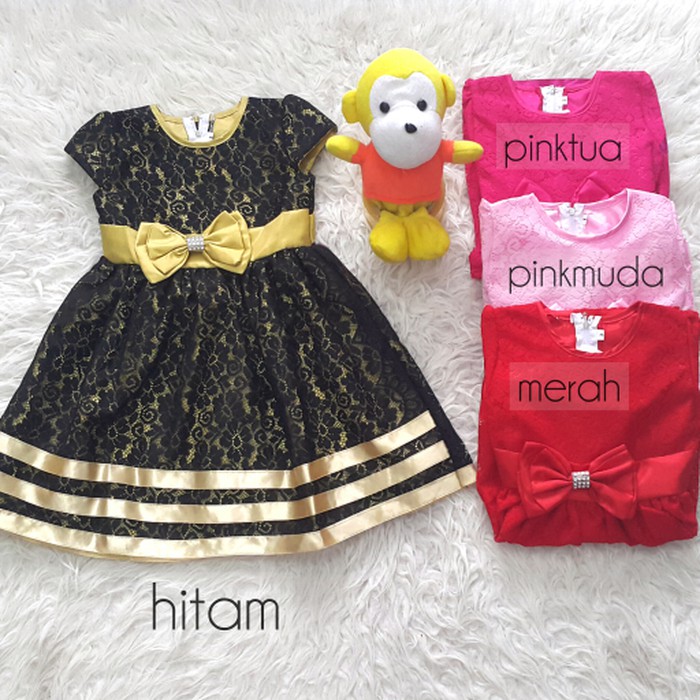 Baju Dress Pesta Brokat Anak Perempuan 2-4 Tahun
