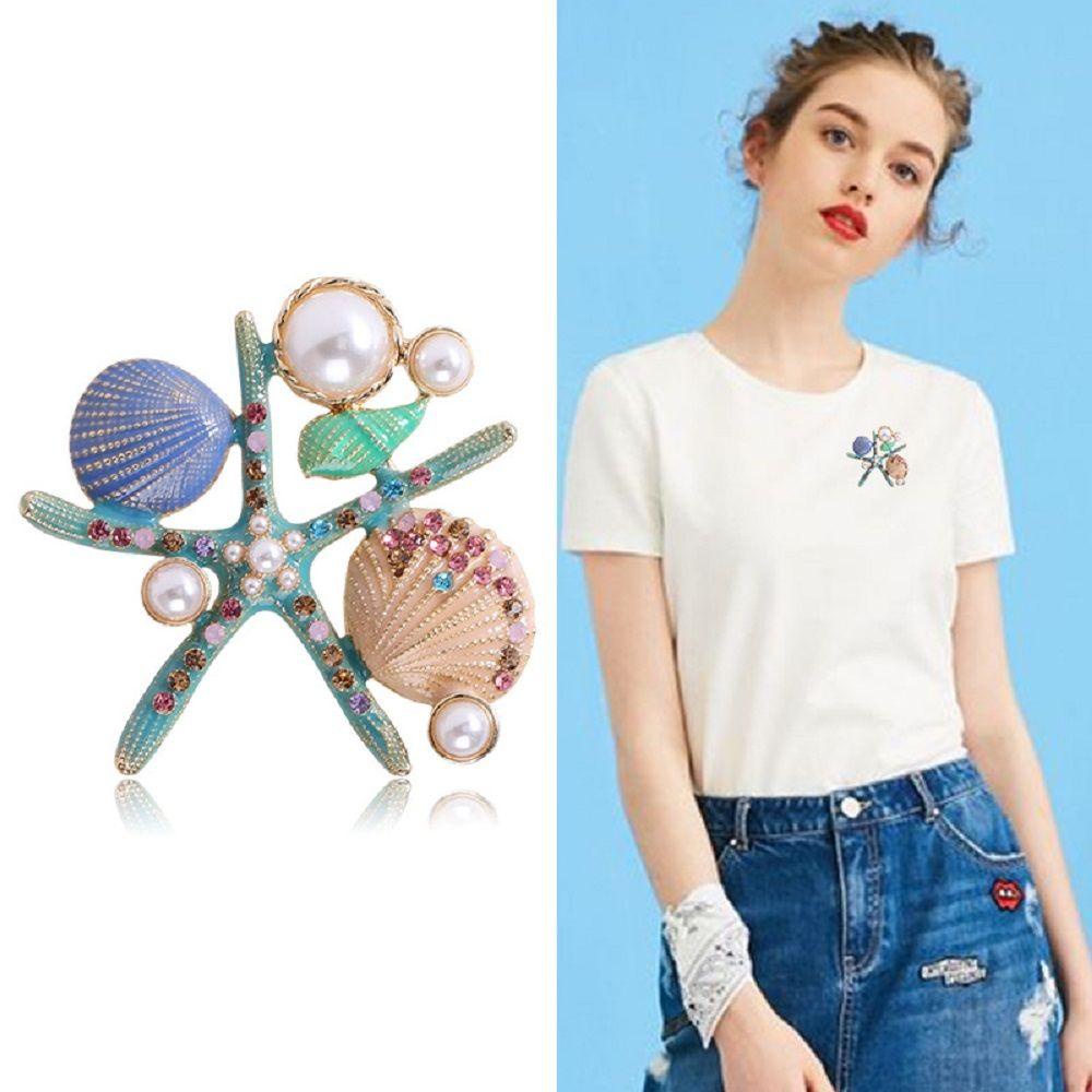 PREVA 1pc Enamel Sea Star Brooches Ornaments Jewelry Badge Alloy Accessories