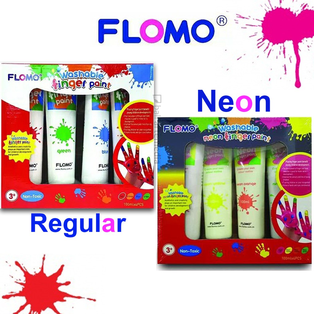 Flomo Washable Finger Paint Neon &amp; Regular Colour
