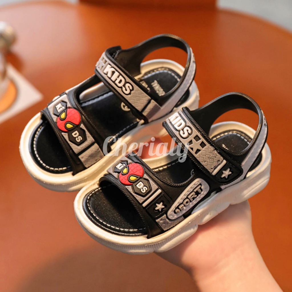 COD Sandal Anak Spiderman Import Laki Laki Sendal Gunung Bahan Jelly Karet PVC Elastis Empuk Perekat Velcro Sol Anti Slip