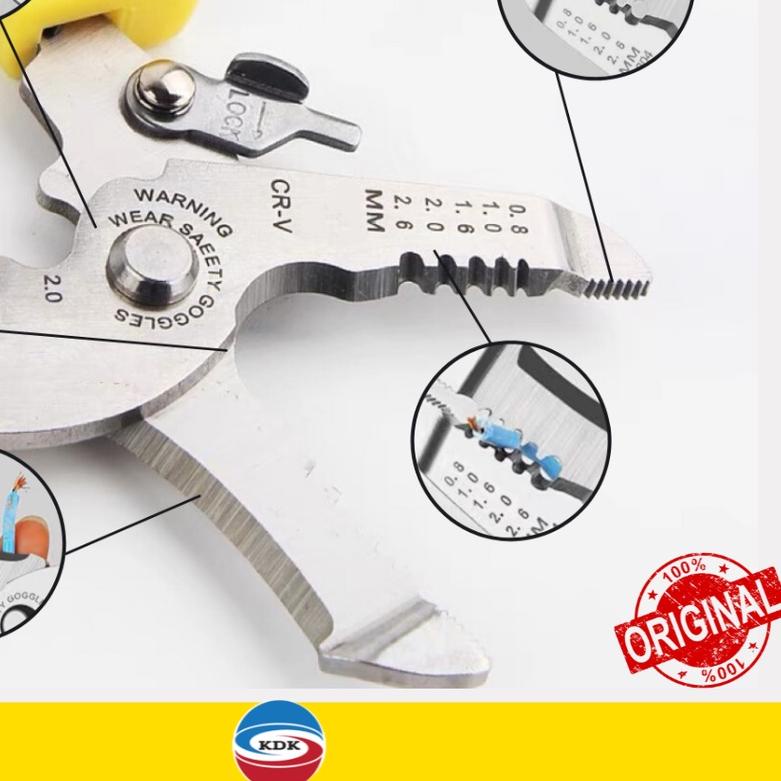 ➧ TANG POTONG KUPAS KABEL KDK MULTIFUNGSI 7" tumpul ✫