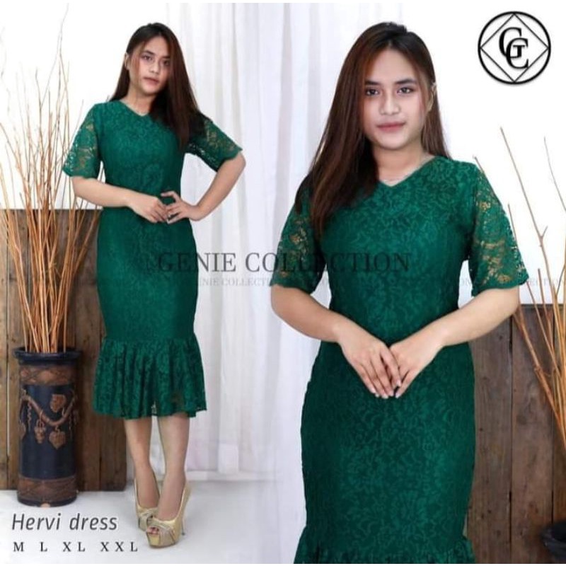 HERVI DRESS MIDI DRESS PASKAH NATAL IMLEK WANITA TERBARU Brukat Modern Kebaya Modern 2022 kondangan 