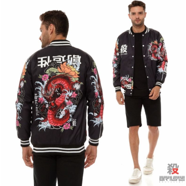 jaket varsity baseball original brutalist motif naga