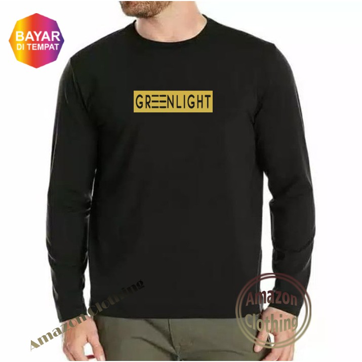 Amazon Clothing Kaos Distro Lengan Panjang Greenlight Blok Lg Premium Text Putih T-Shirt Pria Wanita