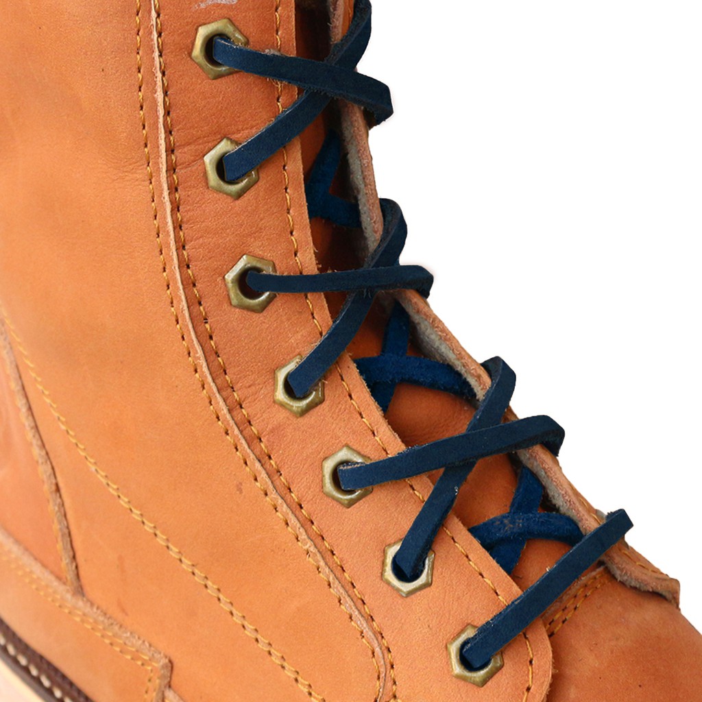 MR Shoelaces LR28 Dark Blue (Biru Tua) - Tali Sepatu Kulit 60cm 80cm 100cm 120cm 150cm 200cm - Premium Shoelace Leather