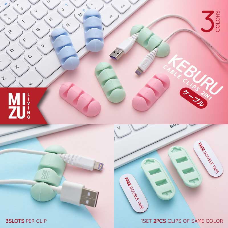 KEBURU 2in1 Cable Clips Self Adhesive Cord Holder Cable Organizer Silicone Klip Kabel Silikon Tempel