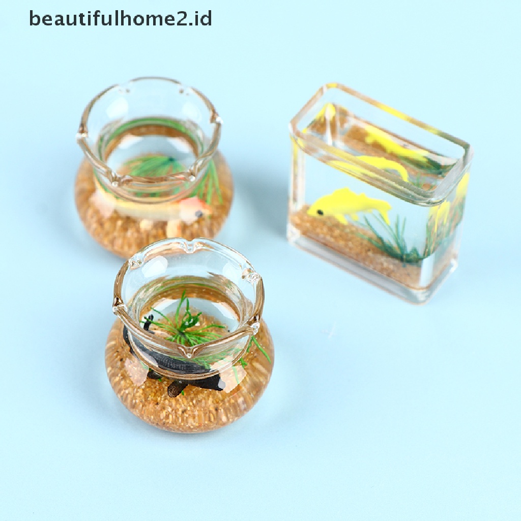 (beautifulhome2.id) Miniatur Akuarium Ikan Bahan Kaca Untuk Dekorasi Rumah Boneka