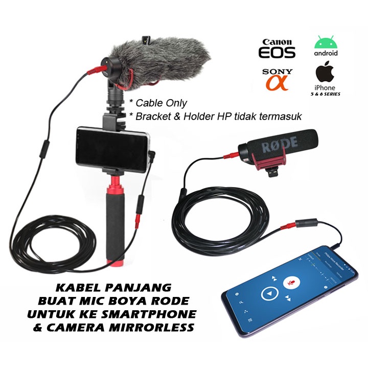Kabel Panjang buat Boya MM1 Rode Videomic Go ke Android Smartphone - Rode Video Micro - Boya MM 1
