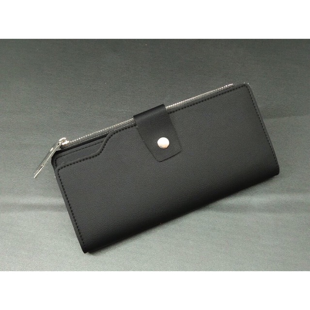 Dompet panjang unisex dompet Manggo serbaguna dompet lipat wanita dompet pria dompet kartu hitam