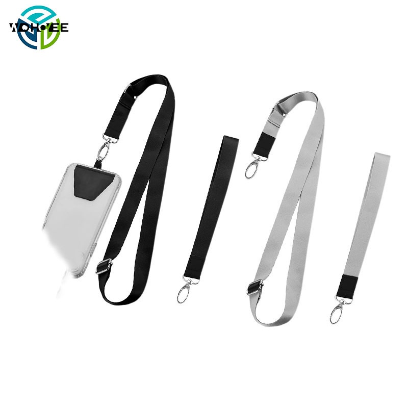 (Stok tersedia) Lanyard Panjang + Pendek Dengan Casing Ponsel Menghubungkan Pad Untuk Gantungan Kunci Ponsel Tali Leher Dan Sling Kartu Lencana ID