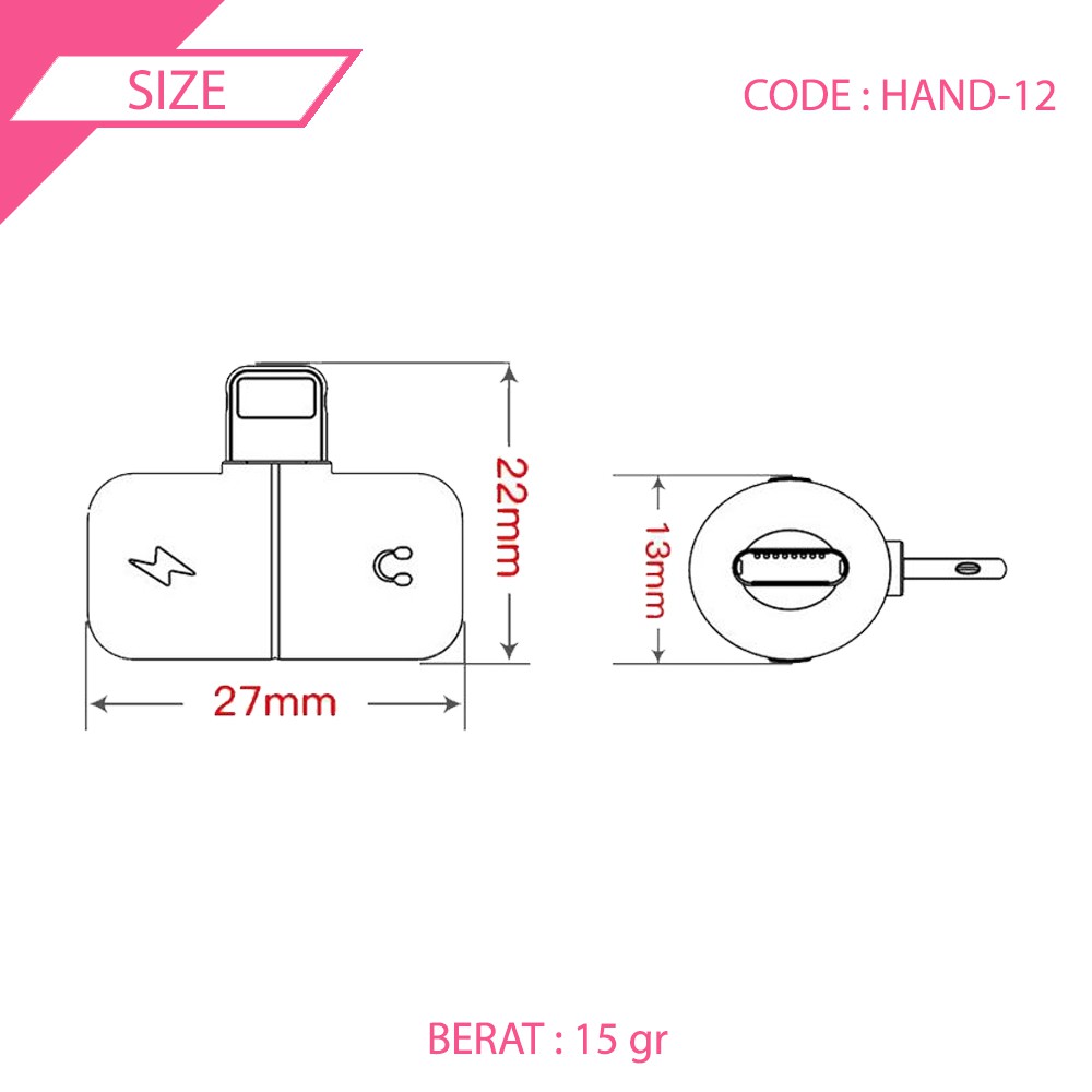 Dual Lightning Splitter Adapter Kapsul Audio Charger IPhone 7 8 X - HAND-12