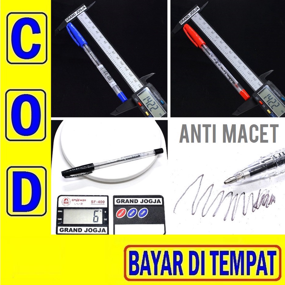 

KUL 1H Pulpen 1.0mm Ballpoint Pen Bolpen Pena Bolpoin Warna Merah Hitam Biru Anti Macet
