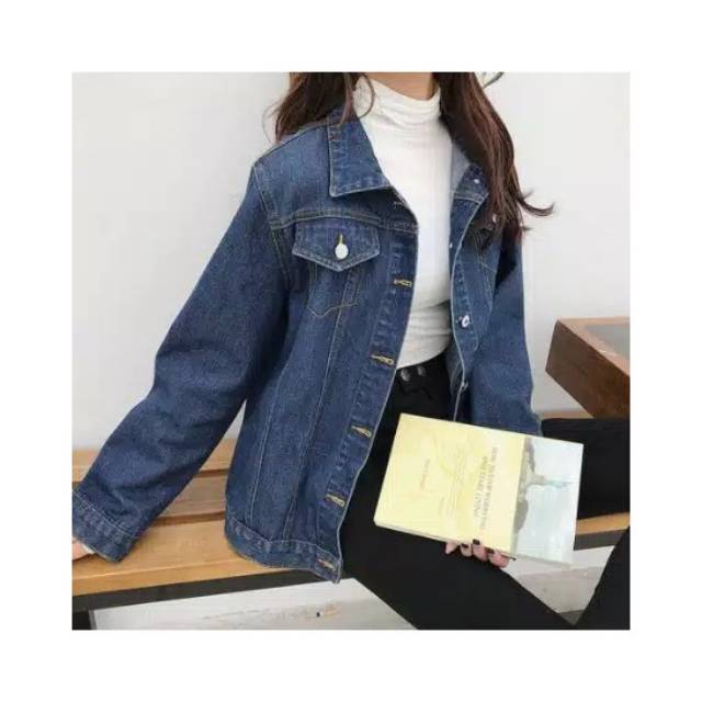 Jaket denim jeans wanita korea style