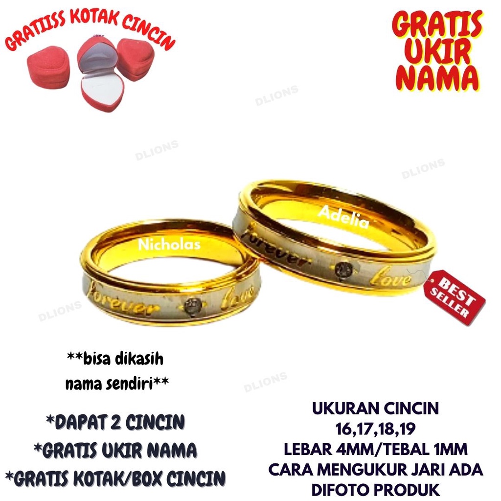 CINCIN NAMA FOREVER LOVE  TITANIUM,UKIR NAMA SENDIRI,GRATIS BOX,GRATIS UKIR NAMA,HARGA SUDAH SEPASANG