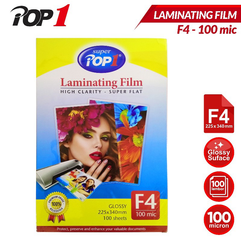 

[PAK] POP 1 LAMINATING FILM LAM F4 (100MIC) KERTAS LAMINATING*