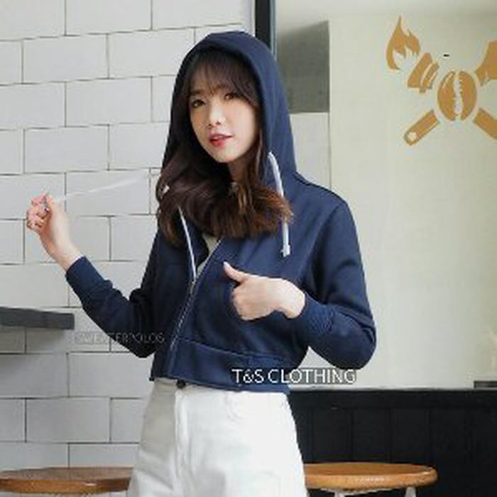 Unik TERBARU JAKET HOODIE CROP MURAH WANITA CEWEK JAKET SWEATER CARDIGAN KOREA COUPLE PARKA Limited