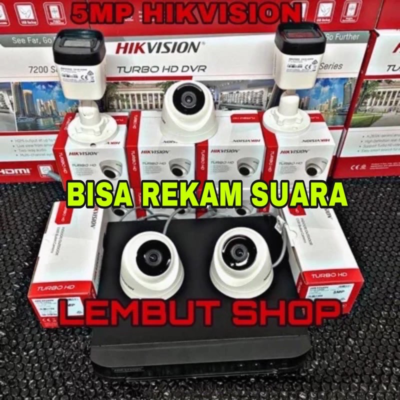 promo paket camera cctv 5 kamera hikvision 5mp audio build built in mic 8 channel ch bisa rekam