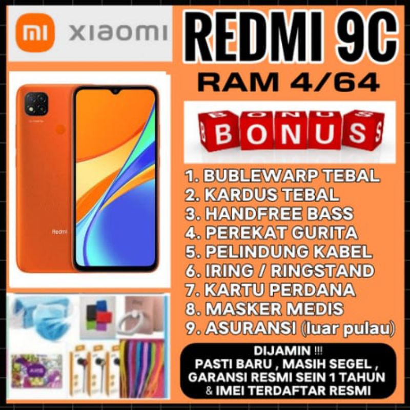 Xiaomi Redmi 9c ram 4 64 imei terdaftar baru dan segel xiaomi 4/64