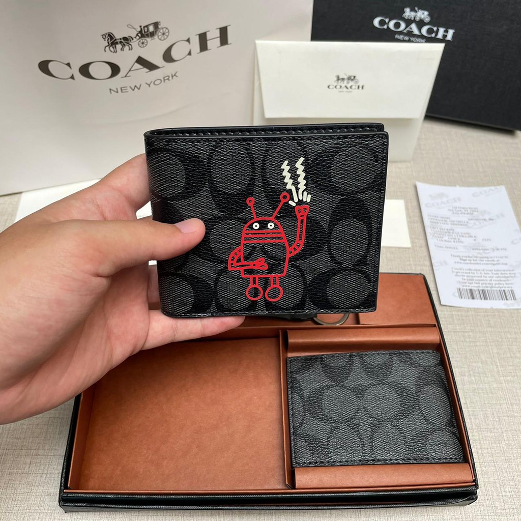 COACH Wallet Red Robot 100% ORIGINAL / Dompet Coach Dompet Pria Kulit