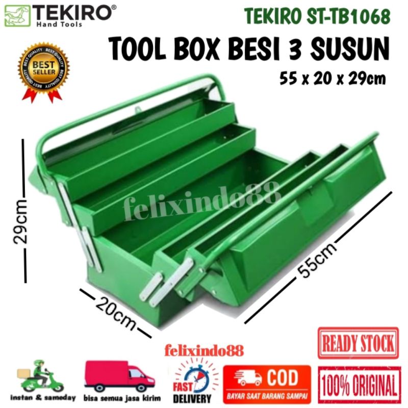 Tool Box Tekiro 3 Susun Besi 550x200x290mm Toolbox Set