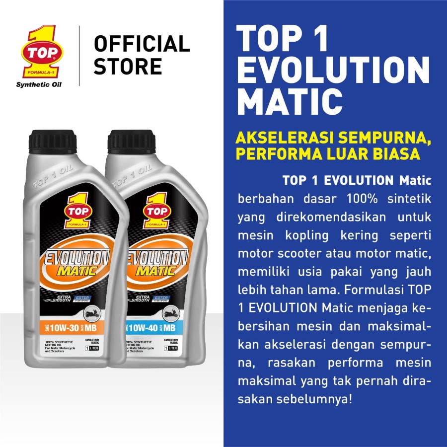 OLI MOTOR MATIC MATIK SCOOTER TOP 1 TOP1 EVOLUTION MATIC 10W-40 1LITER