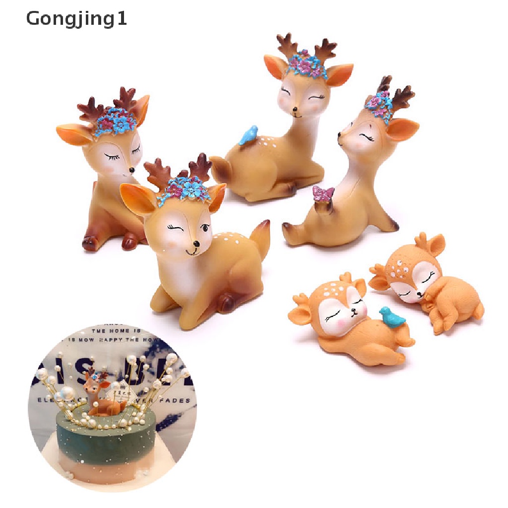 Gongjing1 Miniatur Rusa Sika Kreatif Untuk Dekorasi Kue