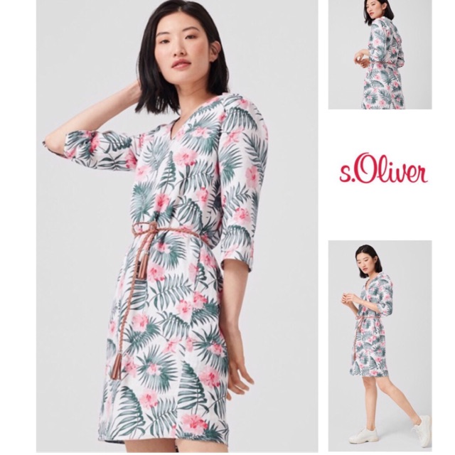 (J847) S.oliver floral linen dress