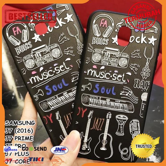 CASE HP SAMSUNG J7 J7 PRO J7 PRIME J7 PLUS BLACK MUSIC 3D RELIEF CASE