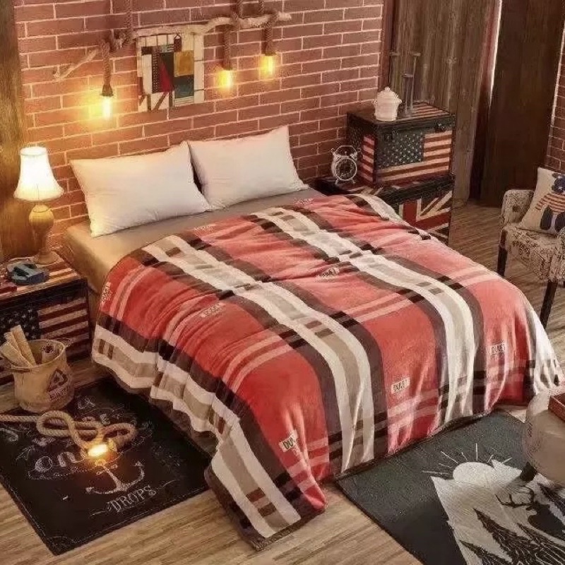 Selimut Bulu Halus 140x190 Motif Dewasa Aesthetic Blanket Termurah Terlaris Berkualitas New Arrival-Kotak Merah