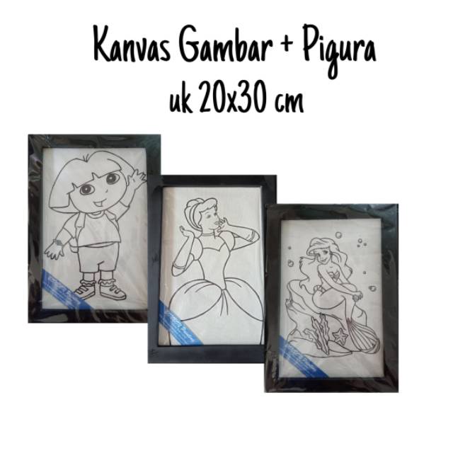 Kanvas gambar siap lukis  dengan pigura untuk  anak  ukuran 