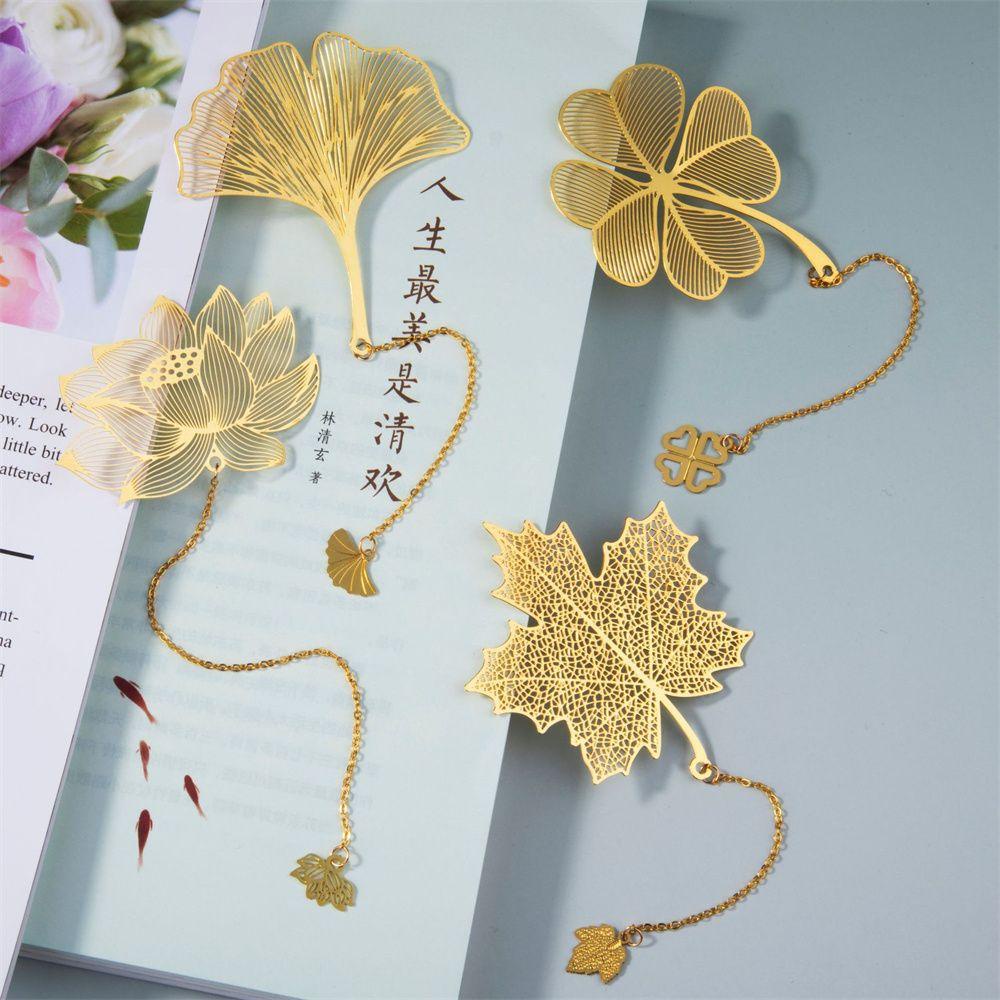 Mxbeauty Bookmark Perlengkapan Sekolah Daun Urat Tempat Buku Retro Klip Buku Gaya Cina Vintage Leaf Bookmark