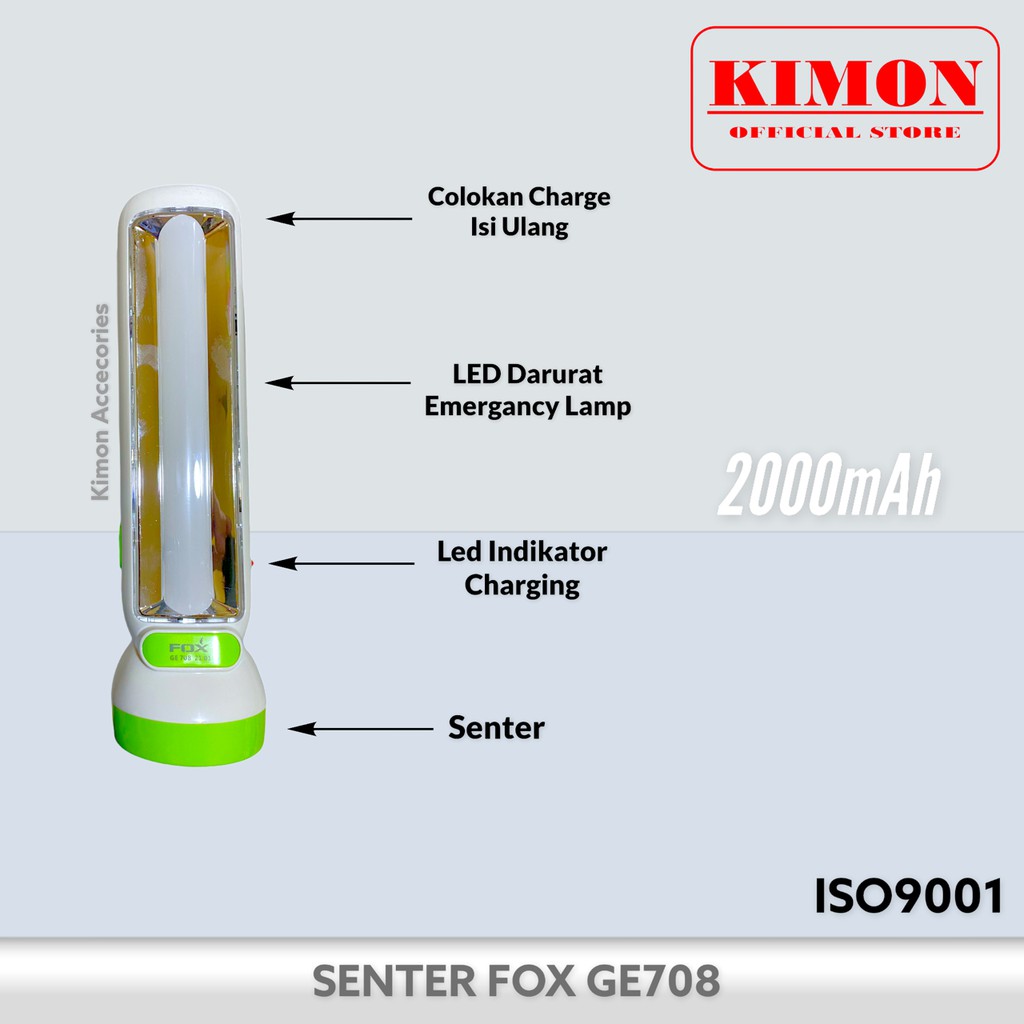 SENTER FOX GE705 GE708 GE709 LAMPU LED EMERGANCY DARURAT ISI ULANG