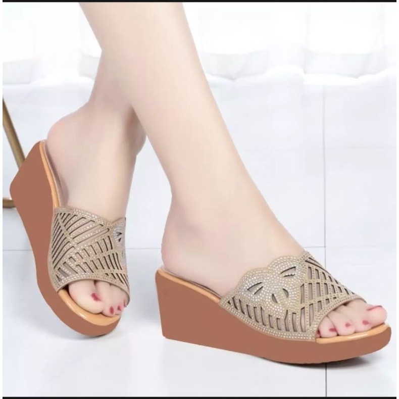 ABBUSHOES Nn 30 wedges kupu2 presan marina sol karet 7cm