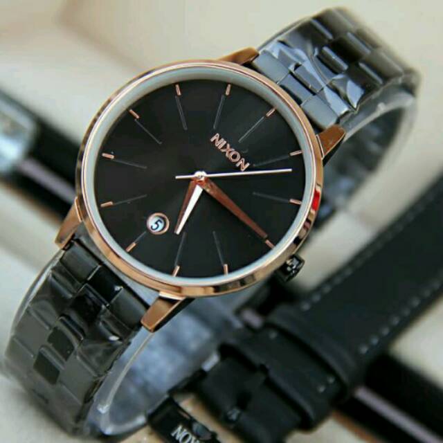 Jam Tangan Wanita Elegant Exclusive NIXON Italy Paket Premium Watch Black Rosegold