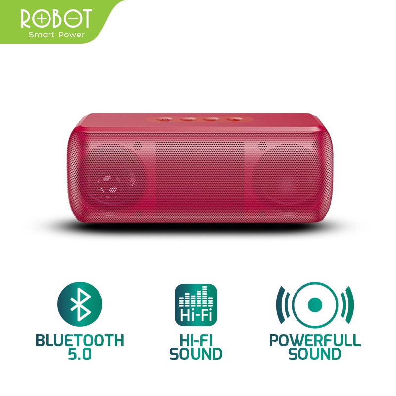 Speaker Bluetooth Robot RB220 Bluetooth 5.0 Hi-Fi Sound Portable Audio Wireless Super Bass Mini Stereo Original - Garansi 1 Tahun-Merah