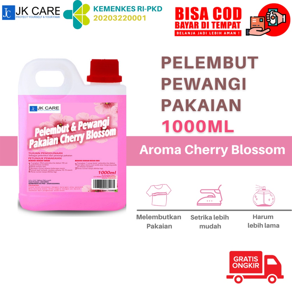 JK CARE Softener Pewangi dan Pelembut Pakaian Laundry 1 Liter - Cherry Blossom