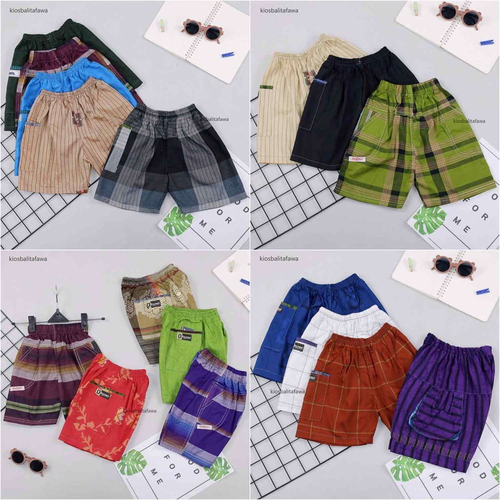 Celana Hawai Square uk 2-3 Tahun / Clana Main Anak Laki Saku Bawahan Harian Pendek Pants Cowok Rumahan