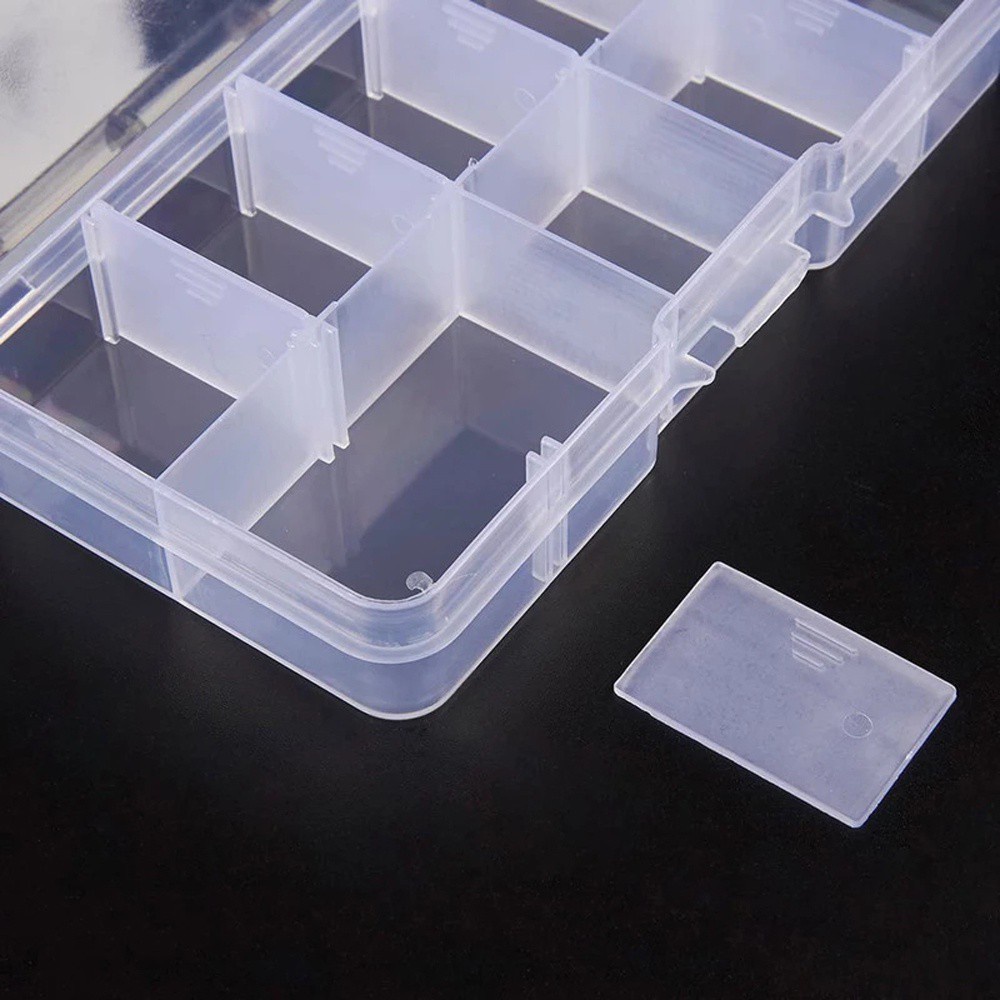 QUINTON Fish Accessory Box Fishing Box Fishing Lure Storage Box Fishing Tackle Box Detachable Fishing Tools Transparent Hook Lure Box Plastic Storage Case 10 Compartments