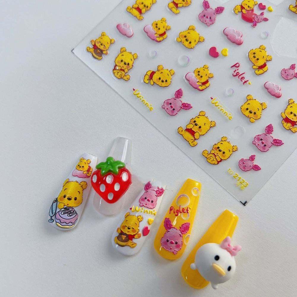 Mxbeauty Kartun Stiker Kuku Wanita Beruang Kelinci Manikur Aksesoris Stitch Nail Art Dekorasi
