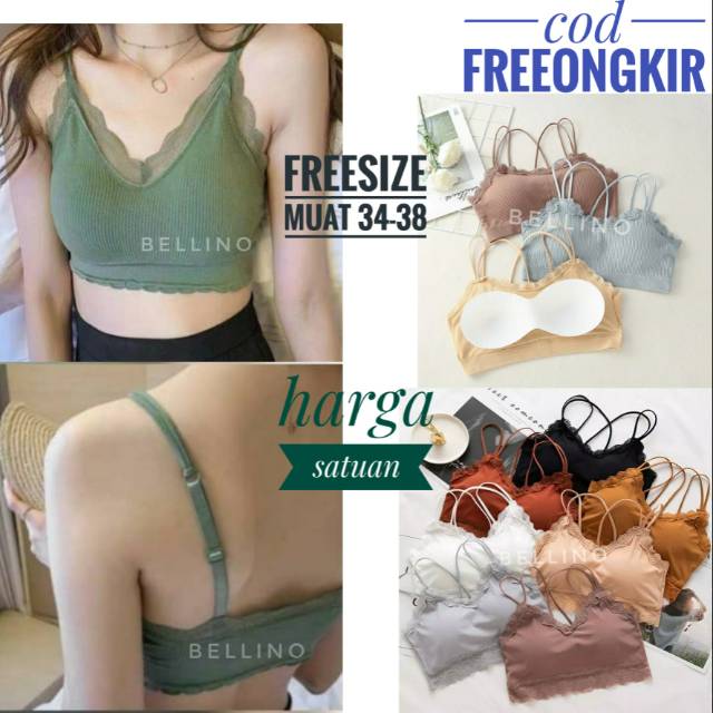 Bralette Rajut Renda Bra Import T1933 Tanpa Kait Belakang Busa Bisa Dilepas Freesize Tanpa Kait Bra