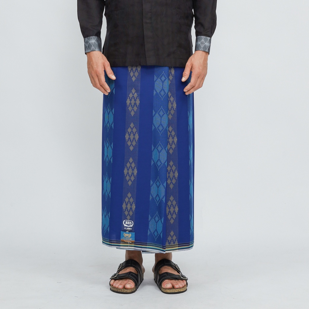 Sarung BHS Classic Gold Motif Kawung Dobby Biru Tua / BHS  KDB BIRU TUA
