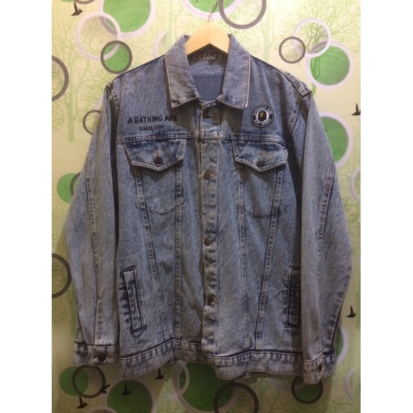 jaket jeans bape patch