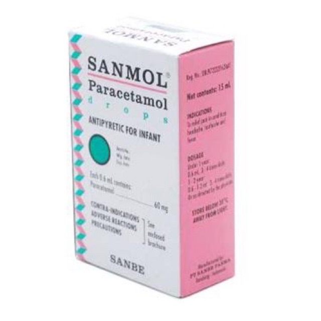 SANMOL DROP PARACETAMOL 60MG penurun Panas Demam Bayi