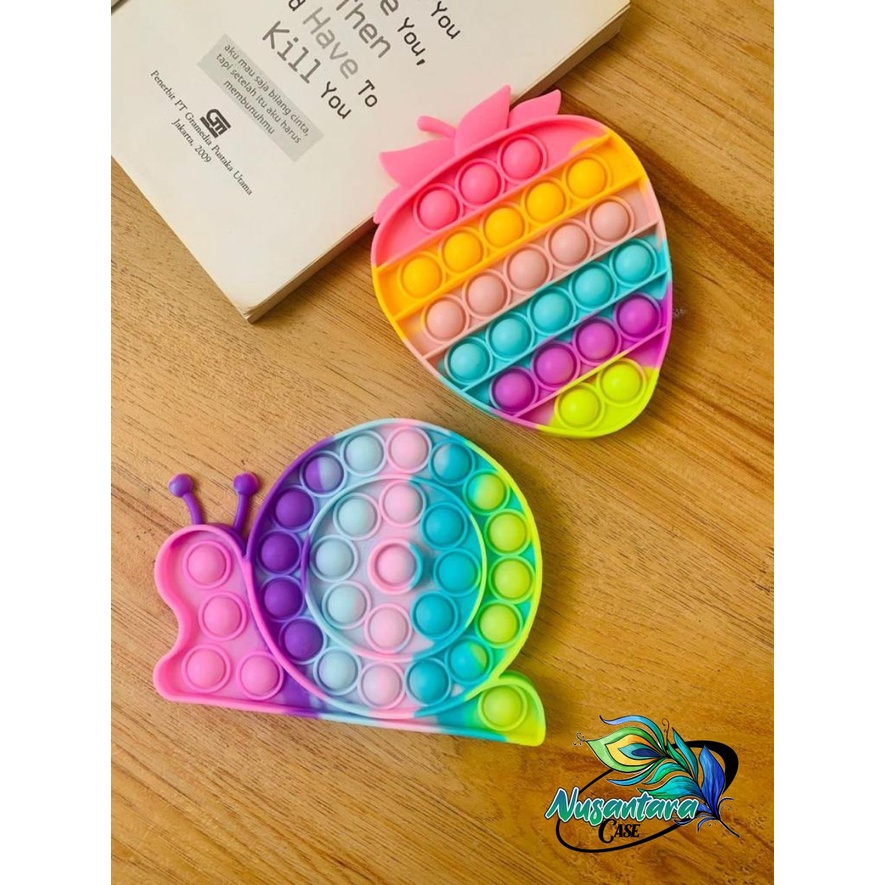 pop it fidget push bubble toys gelembung 3d rainbow pelangi karakter mainan anak NC7433-8