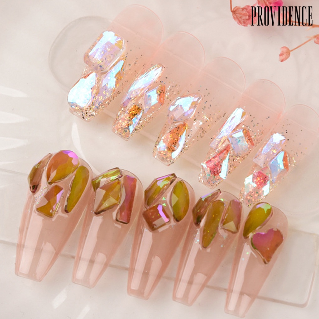 Providence 100pcs / Set Batu Berlian Imitasi Bentuk Asimetris 3d Untuk Dekorasi Nail Art / Manicure Diy