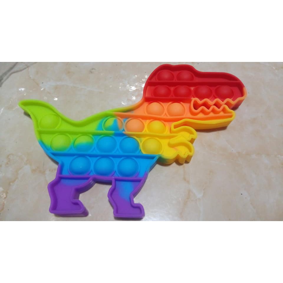 Pop it rainbow dan polos bonus kelereng-DINO  rainbow