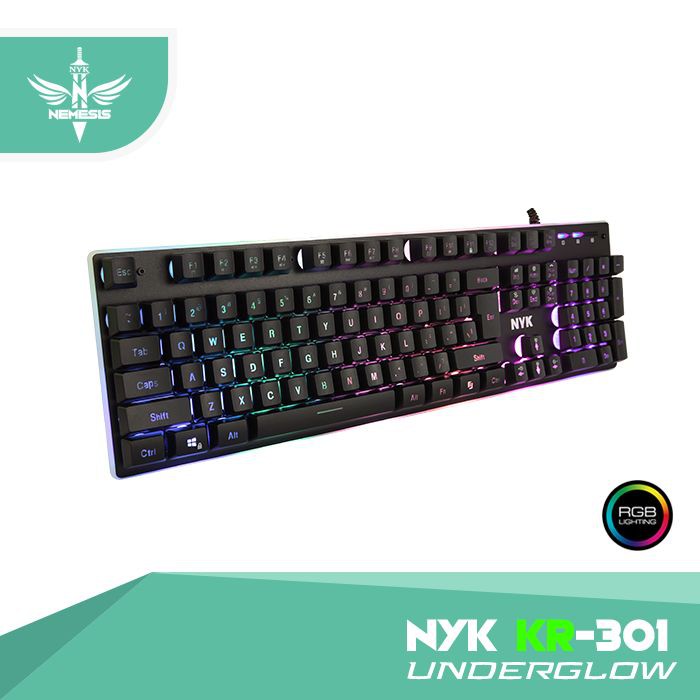 NYK KR-301 Underglow RGB Full Size Metal Plate Gaming Keyboard