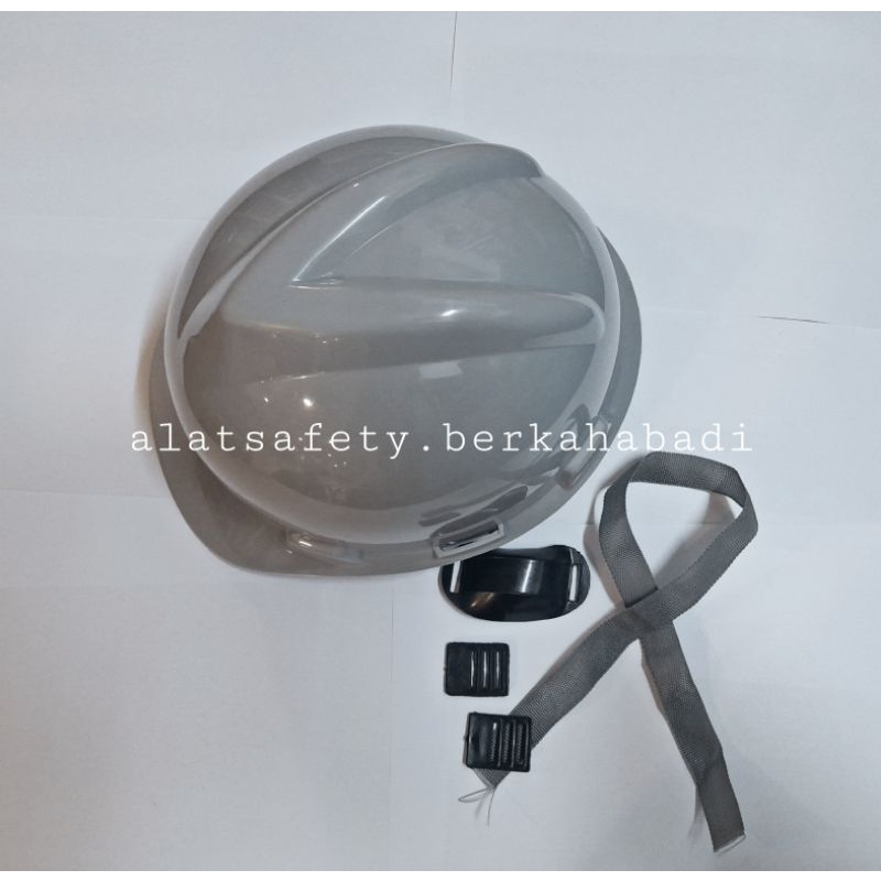 Helm Proyek SNI Abu Neon Aplus Komplit iner dan tali dagu / Helm safety Abu-abu SNI
