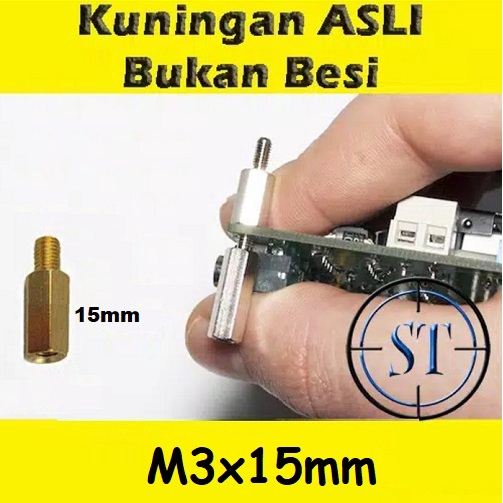 Slicer PCB M3 x 15mm ( Kaki / Dudukan PCB ) Spacer Metal Kuningan Set Baut Mur Brass Spicer Logam Speser Baut Box Ampli